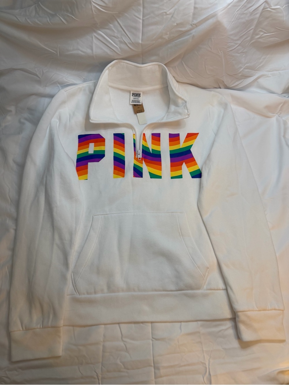PINK Victoria's Secret pride size large quarter-zip sweatshirt deadstock NWT